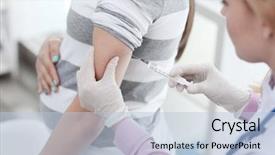  Presentation with prenatal care - Cool new presentation theme with prenatal care - doctor making injection a pregnant backdrop and a light blue colored foreground