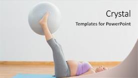  Presentation with pregnant woman in hospital - Audience pleasing slide set consisting of prenatal care - happy pregnant woman lifting exercise backdrop and a  colored foreground