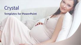  Presentation with prenatal - Presentation design consisting of prenatal care - home portrait of pregnant woman background and a sky blue colored foreground