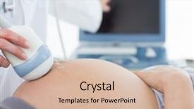  Presentation with prenatal - Slide deck having prenatal care - midsection of doctor using ultrasound background and a soft green colored foreground