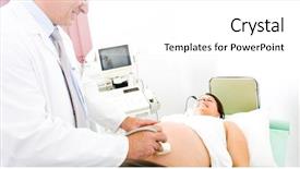  Presentation with pregnant and medication - Amazing slides having prenatal care - obstetrician examining pregnant belly backdrop and a white colored foreground