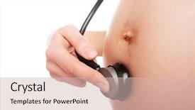  Presentation with heart beat - Audience pleasing presentation design consisting of prenatal care - pregnant woman listening heart beat backdrop and a soft green colored foreground