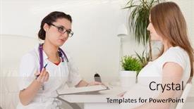  Presentation with prenatal - PPT layouts enhanced with prenatal care - pregnant woman visiting doctor background and a soft green colored foreground