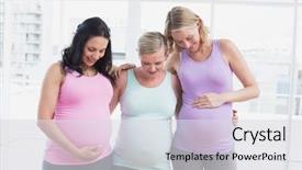  Presentation with prenatal - Slide deck having prenatal care - pregnant women standing smiling background and a light gray colored foreground