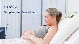  Presentation with prenatal care - Beautiful slide set featuring prenatal care - pregnant young woman backdrop and a sky blue colored foreground