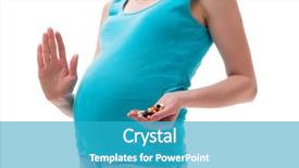  Presentation with pregnant woman - PPT theme having prenatal danger - pregnant woman isolated on white background and a teal colored foreground
