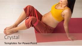  Presentation with pregnant woman - Presentation design enhanced with prenatal-exercises-pregnant-woman-training background and a coral colored foreground