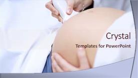  Presentation with women making - PPT layouts with prenatal screening - doctor making ultrasound scanning background and a lemonade colored foreground