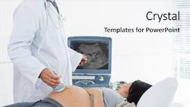  Presentation with prenatal - Presentation theme featuring prenatal screening - male doctor performing ultrasound background and a white colored foreground