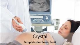  Presentation with pregnant woman doctor - Amazing slide deck having prenatal screening - midsection of male doctor performing backdrop and a lemonade colored foreground