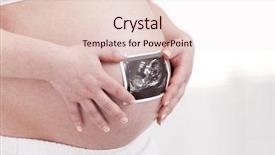  Presentation with ultrasound - Colorful slides enhanced with prenatal screening - pregnant woman holding ultrasound scan backdrop and a lemonade colored foreground