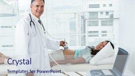  Presentation with pregnant woman - Colorful slide set enhanced with prenatal screening - pregnant woman undergoing a ultrasound backdrop and a sky blue colored foreground