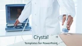  Presentation with ultrasound - Cool new PPT layouts with prenatal screening - pregnant woman undergoing ultrasound test backdrop and a sky blue colored foreground