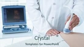  Presentation with prenatal - Amazing PPT theme having prenatal screening - pregnant woman undergoing ultrasound test backdrop and a sky blue colored foreground