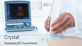  Presentation with prenatal - Amazing PPT theme having prenatal screening - pregnant woman undergoing ultrasound test backdrop and a sky blue colored foreground