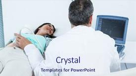  Presentation with pregnant - Slide set enhanced with prenatal screening - pregnant woman undergoing ultrasound test background and a sky blue colored foreground