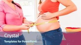  Presentation with midwife - Audience pleasing slide set consisting of prenatal screening - standing pregnant women and midwife backdrop and a ocean colored foreground