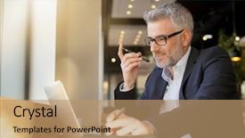  Presentation with meeting - Audience pleasing slides consisting of prep - businessman talking on cellphone prepping backdrop and a  colored foreground