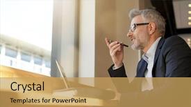  Presentation with meeting minute - Theme with prep - businessman talking on cellphone prepping background and a  colored foreground