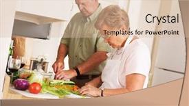  Presentation with elderly home - Slide deck having prep - elderly senior couple at home background and a lemonade colored foreground