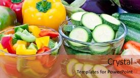  Presentation with cut - Beautiful theme featuring prep - fresh cut vegetables in glass backdrop and a  colored foreground