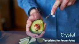  Presentation with egyptian man in make up - Audience pleasing PPT layouts consisting of prep - man cutting avocado to use backdrop and a ocean colored foreground