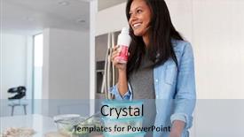  Presentation with protein shake - Slide deck having prep - woman in kitchen preparing healthy background and a light blue colored foreground