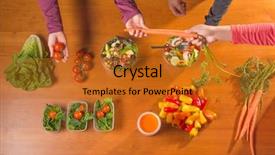  Presentation with meals - PPT theme consisting of prep - women who are working background and a gold colored foreground