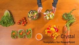  Presentation with meals - Beautiful PPT layouts featuring prep - women who are working backdrop and a gold colored foreground