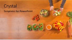  Presentation with meals - PPT theme with prep - women who are working background and a red colored foreground