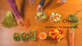  Presentation with meals - Slide deck having prep - women who are working background and a gold colored foreground