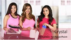 Presentation with meals - Presentation design featuring prep - women working together on prepping background and a coral colored foreground