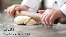  Presentation with dough - Audience pleasing presentation design consisting of preparation - chef preparing dough backdrop and a light gray colored foreground