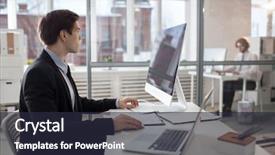  Presentation with monitor computer - Beautiful presentation featuring preparation business plans entrepreneurs - young businessman siting in front backdrop and a wine colored foreground