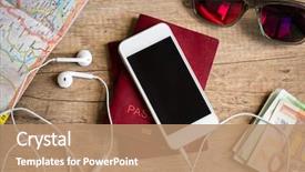  Presentation with passport travel - PPT theme featuring preparation for travel cell phone background and a coral colored foreground