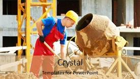  Presentation with mortar - Audience pleasing slide deck consisting of preparation in mixer at construction backdrop and a yellow colored foreground