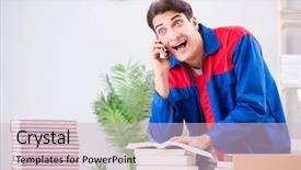  Presentation with book - Presentation design consisting of preparation journal - worker in publishing house preparing background and a  colored foreground