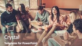  Presentation with multi ethnic group - PPT layouts with preparation lectures - group of multi ethnic young background and a  colored foreground