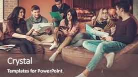  Presentation with ethnic group - Colorful PPT theme enhanced with preparation lectures - group of multi ethnic young backdrop and a coral colored foreground