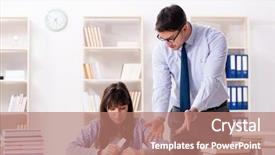  Presentation with giving - Cool new slide deck with preparation lectures - male lecturer giving lecture backdrop and a coral colored foreground