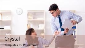  Presentation with giving - Cool new slide deck with preparation lectures - male lecturer giving lecture backdrop and a  colored foreground