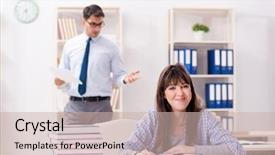  Presentation with female male symbol - Slides having preparation lectures - male lecturer giving lecture background and a soft green colored foreground