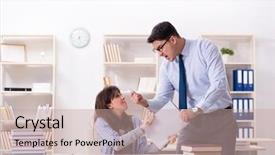  Presentation with female male symbol - PPT layouts consisting of preparation lectures - male lecturer giving lecture background and a coral colored foreground