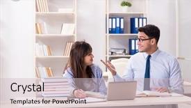  Presentation with female male symbol - Theme featuring preparation lectures - male lecturer giving lecture background and a soft green colored foreground