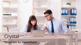  Presentation with female male symbol - Colorful presentation theme enhanced with preparation lectures - male lecturer giving lecture backdrop and a mint green colored foreground