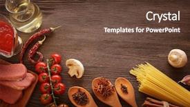  Presentation with olive oil - PPT theme with preparation of acute italian sauce background and a tawny brown colored foreground