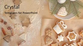  Presentation with cookies christmas - Amazing PPT layouts having preparation of christmas cookies backdrop and a coral colored foreground