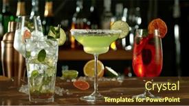  Presentation with beverages - Slide set consisting of preparation-of-cocktail-drinks background and a tawny brown colored foreground