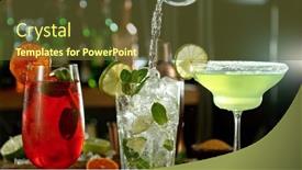  Presentation with beverages - PPT theme having preparation-of-cocktail-drinks background and a tawny brown colored foreground