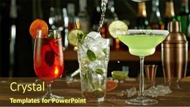  Presentation with beverages - Slide set having preparation-of-cocktail-drinks background and a tawny brown colored foreground
